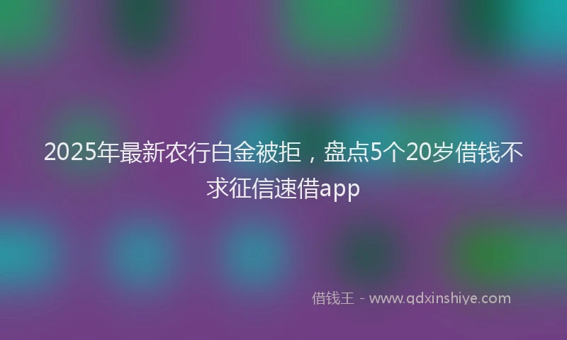 2025年最新农行白金被拒，盘点5个20岁借钱不求征信速借app