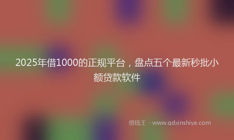 2025年借1000的正规平台，盘点五个最新秒批小额贷款软件