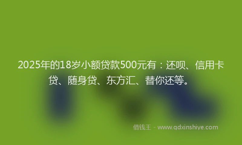 2025年的18岁小额贷款500元有：还呗、信用卡贷、随身贷、东方汇、替你还等。