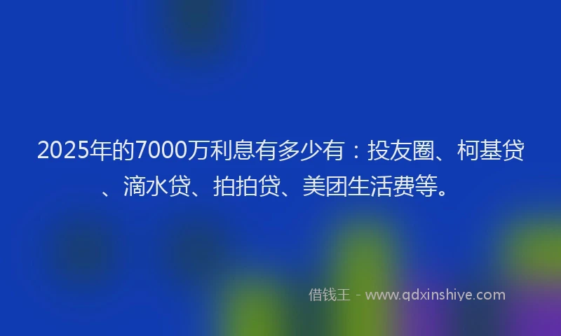 2025年的7000万利息有多少有：投友圈、柯基贷、滴水贷、拍拍贷、美团生活费等。