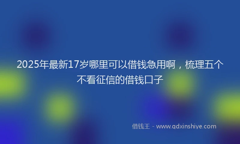 2025年最新17岁哪里可以借钱急用啊，梳理五个不看征信的借钱口子