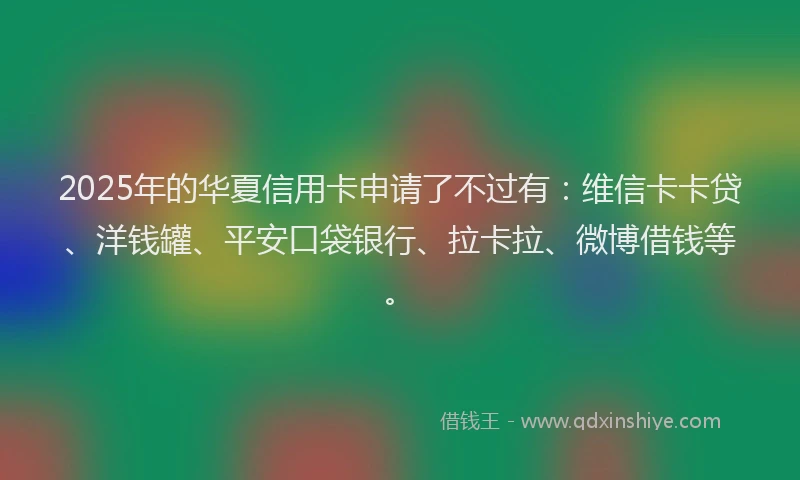 2025年的华夏信用卡申请了不过有：维信卡卡贷、洋钱罐、平安口袋银行、拉卡拉、微博借钱等。