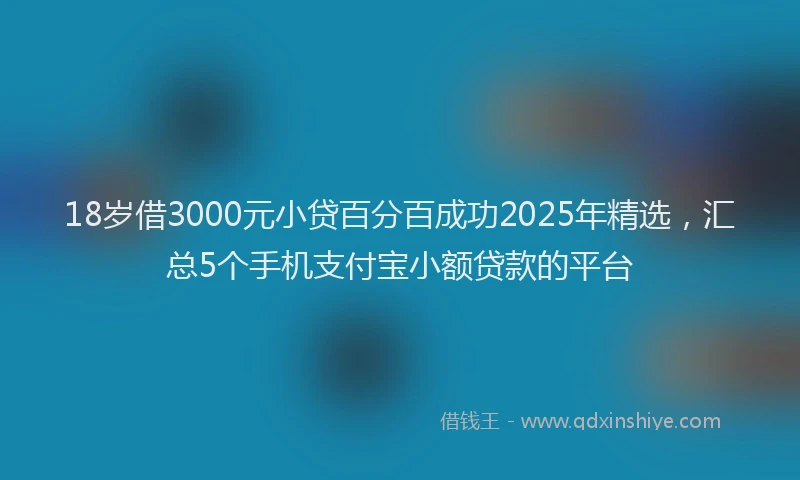 18岁借3000元小贷百分百成功2025年精选，汇总5个手机支付宝小额贷款的平台