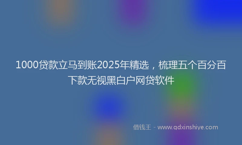 1000贷款立马到账2025年精选，梳理五个百分百下款无视黑白户网贷软件