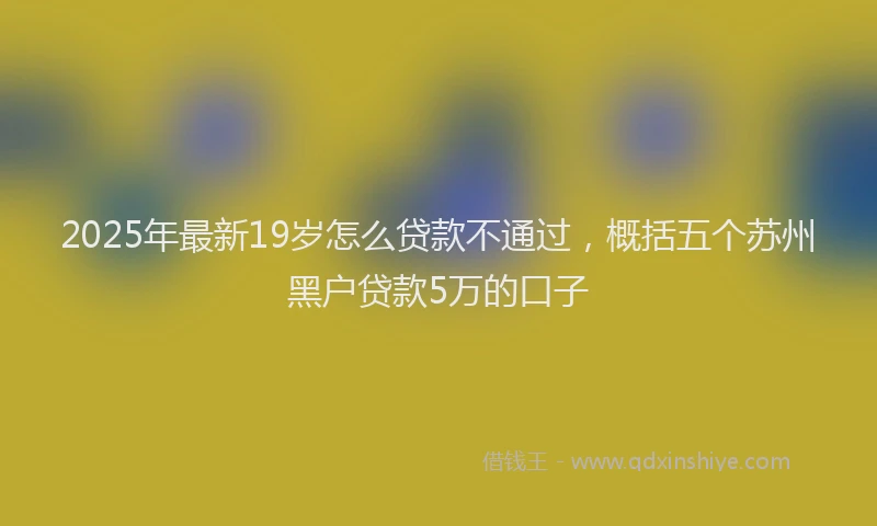2025年最新19岁怎么贷款不通过，概括五个苏州黑户贷款5万的口子