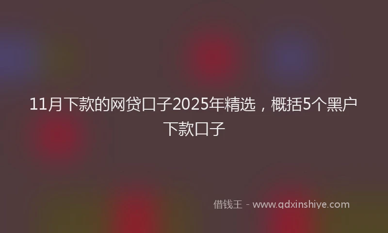 11月下款的网贷口子2025年精选，概括5个黑户下款口子