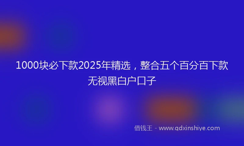 1000块必下款2025年精选，整合五个百分百下款无视黑白户口子