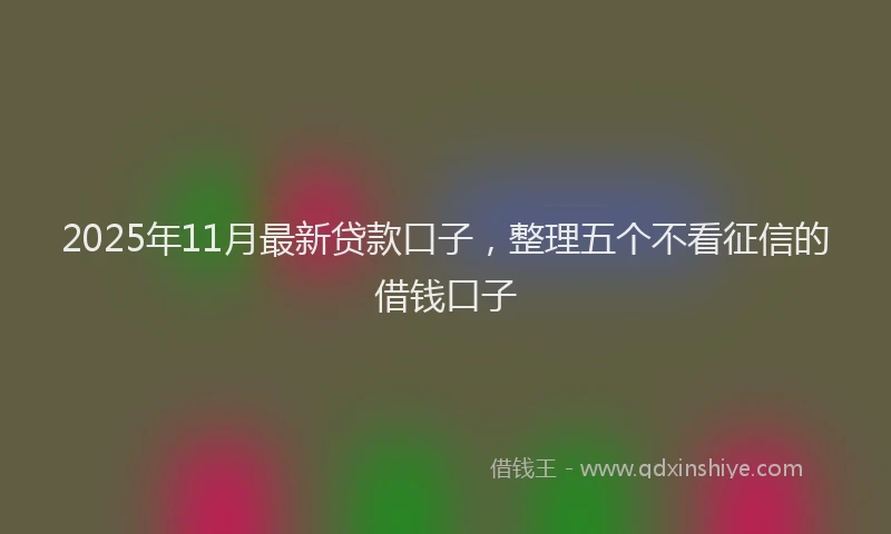 2025年11月最新贷款口子，整理五个不看征信的借钱口子