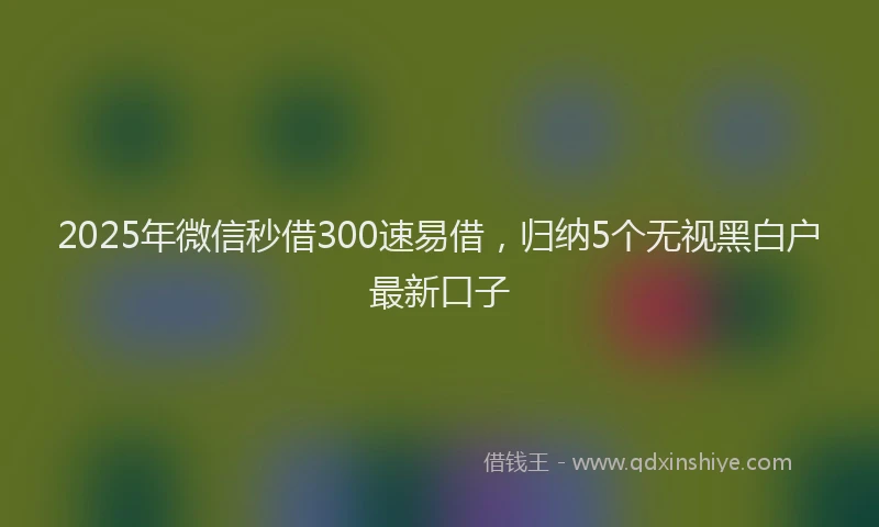 2025年微信秒借300速易借，归纳5个无视黑白户最新口子