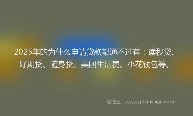 2025年的为什么申请贷款都通不过有：读秒贷、好期贷、随身贷、美团生活费、小花钱包等。