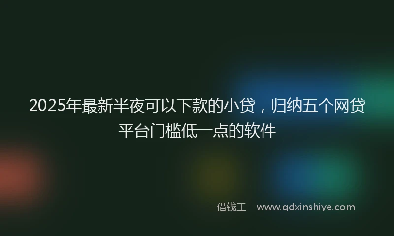 2025年最新半夜可以下款的小贷，归纳五个网贷平台门槛低一点的软件