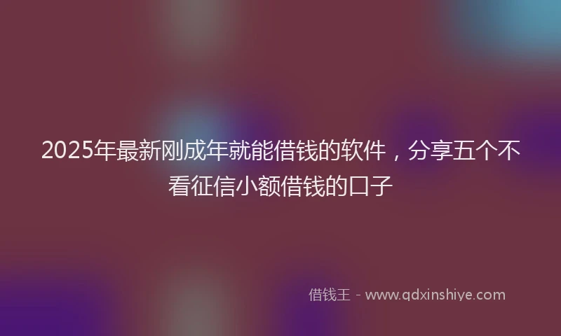 2025年最新刚成年就能借钱的软件，分享五个不看征信小额借钱的口子