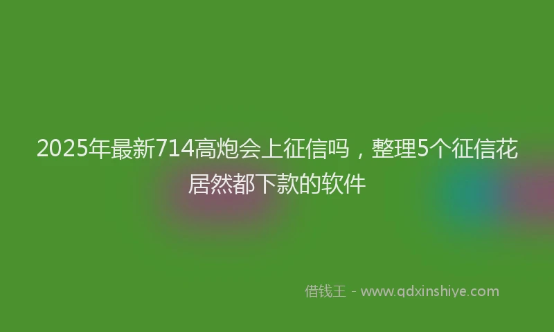 2025年最新714高炮会上征信吗，整理5个征信花居然都下款的软件
