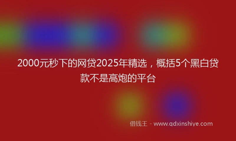 2000元秒下的网贷2025年精选，概括5个黑白贷款不是高炮的平台