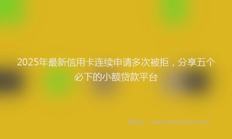 2025年最新信用卡连续申请多次被拒，分享五个必下的小额贷款平台