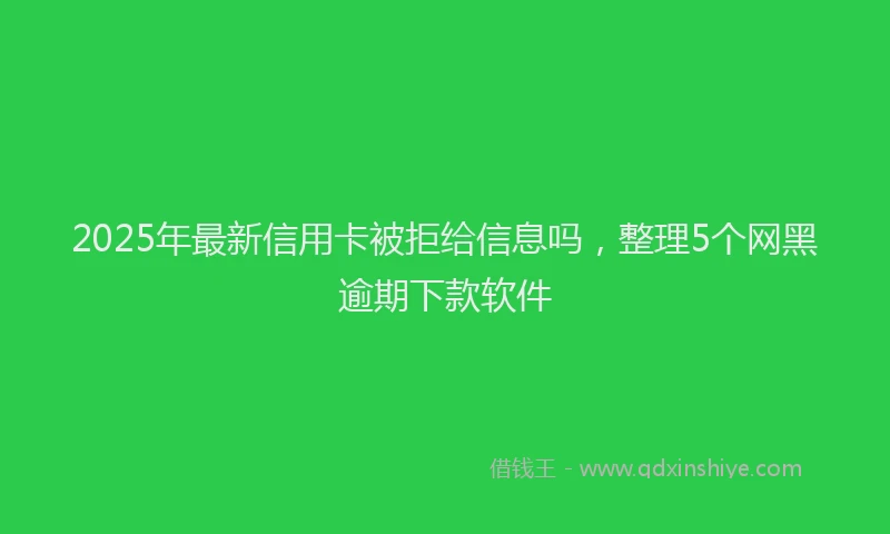 2025年最新信用卡被拒给信息吗，整理5个网黑逾期下款软件