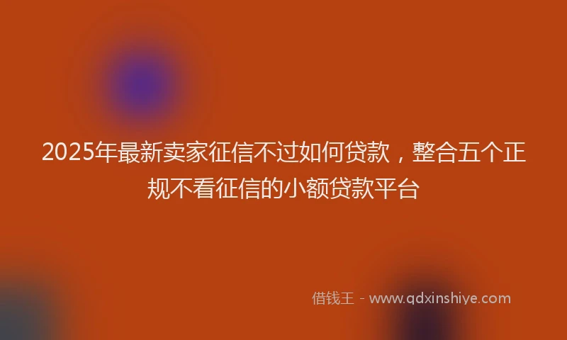 2025年最新卖家征信不过如何贷款，整合五个正规不看征信的小额贷款平台