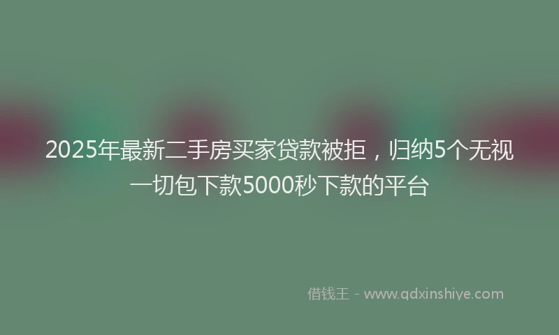 2025年最新二手房买家贷款被拒，归纳5个无视一切包下款5000秒下款的平台