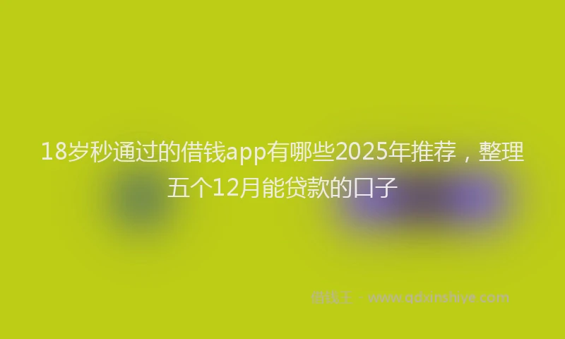 18岁秒通过的借钱app有哪些2025年推荐，整理五个12月能贷款的口子