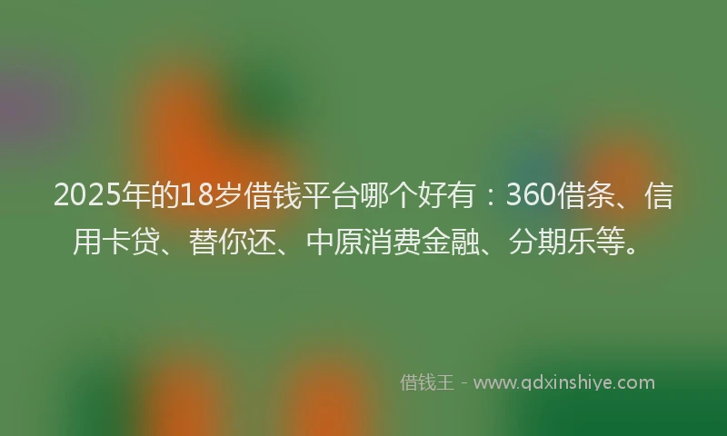 2025年的18岁借钱平台哪个好有：360借条、信用卡贷、替你还、中原消费金融、分期乐等。