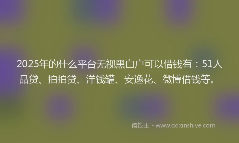 2025年的什么平台无视黑白户可以借钱有：51人品贷、拍拍贷、洋钱罐、安逸花、微博借钱等。