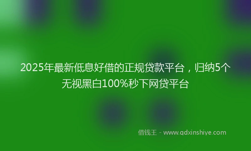 2025年最新低息好借的正规贷款平台，归纳5个无视黑白100%秒下网贷平台