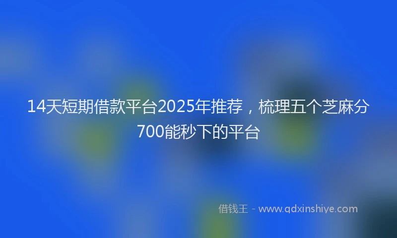 14天短期借款平台2025年推荐，梳理五个芝麻分700能秒下的平台