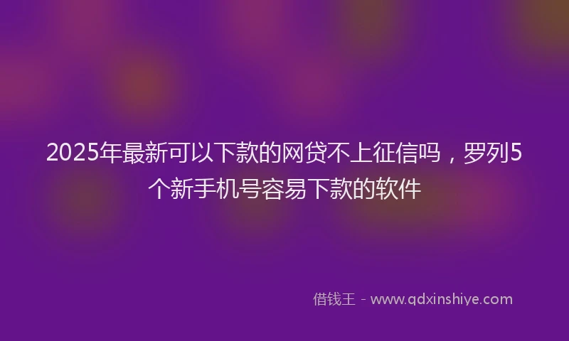 2025年最新可以下款的网贷不上征信吗，罗列5个新手机号容易下款的软件