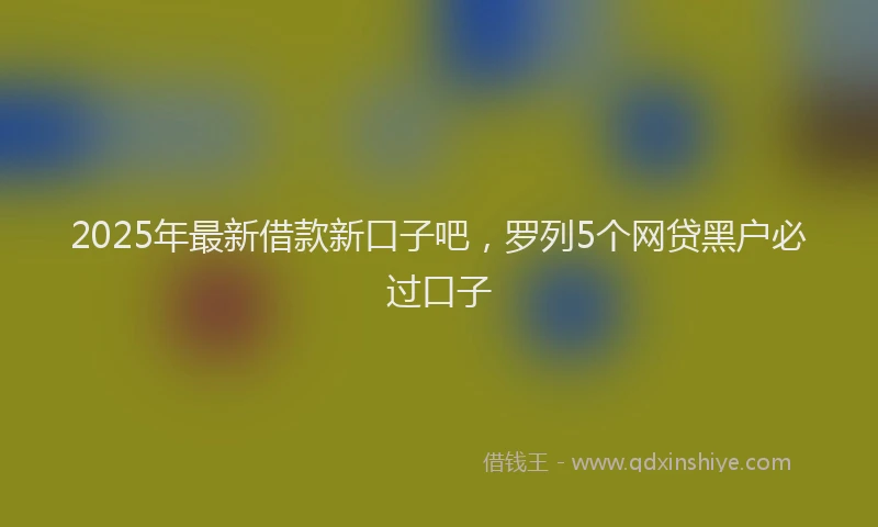 2025年最新借款新口子吧，罗列5个网贷黑户必过口子