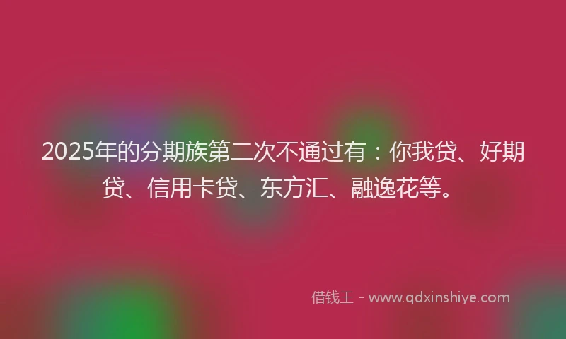 2025年的分期族第二次不通过有：你我贷、好期贷、信用卡贷、东方汇、融逸花等。