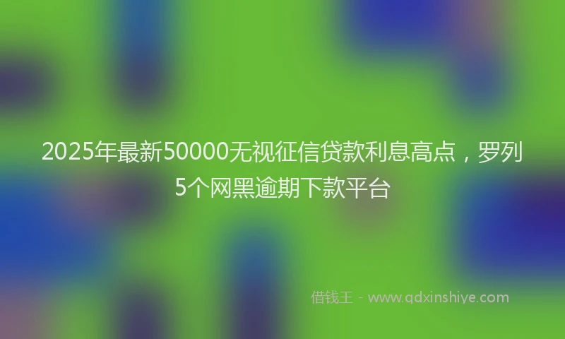 2025年最新50000无视征信贷款利息高点，罗列5个网黑逾期下款平台