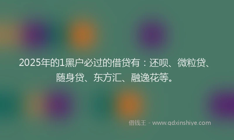 2025年的1黑户必过的借贷有：还呗、微粒贷、随身贷、东方汇、融逸花等。