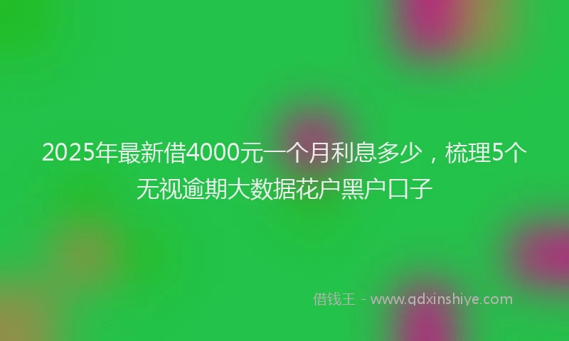2025年最新借4000元一个月利息多少，梳理5个无视逾期大数据花户黑户口子