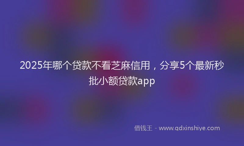 2025年哪个贷款不看芝麻信用，分享5个最新秒批小额贷款app