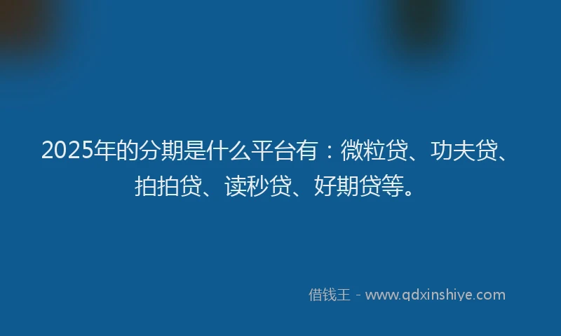2025年的分期是什么平台有：微粒贷、功夫贷、拍拍贷、读秒贷、好期贷等。