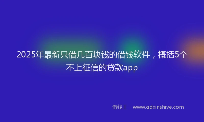 2025年最新只借几百块钱的借钱软件，概括5个不上征信的贷款app
