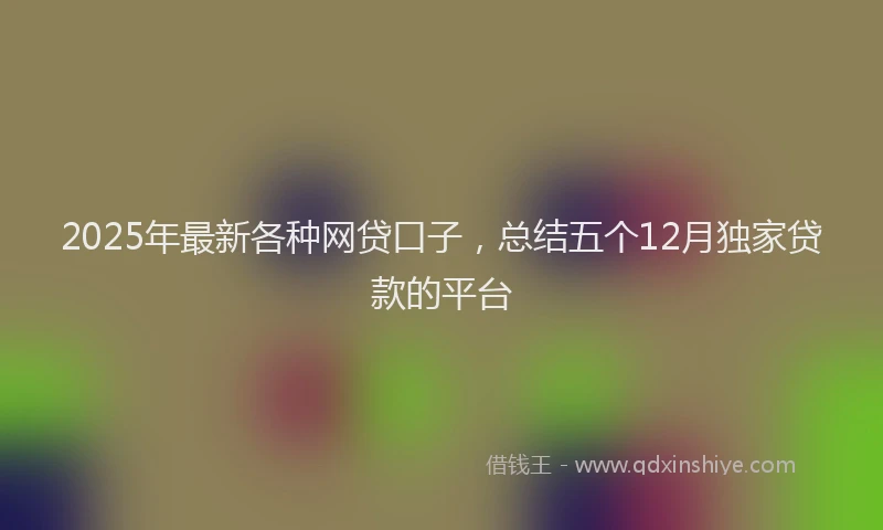2025年最新各种网贷口子，总结五个12月独家贷款的平台