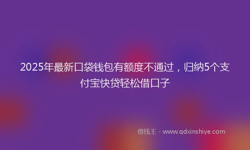 2025年最新口袋钱包有额度不通过，归纳5个支付宝快贷轻松借口子