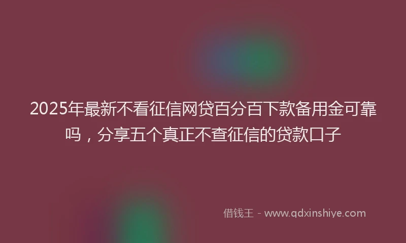 2025年最新不看征信网贷百分百下款备用金可靠吗，分享五个真正不查征信的贷款口子