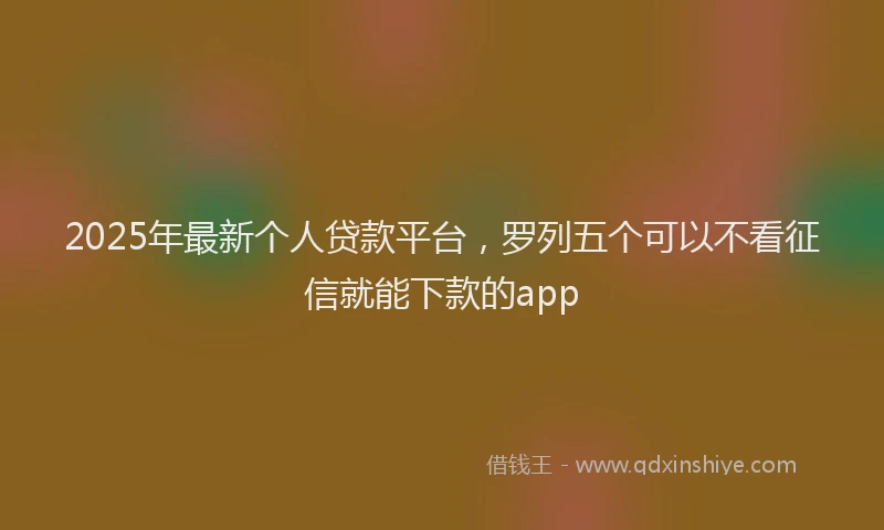 2025年最新个人贷款平台，罗列五个可以不看征信就能下款的app