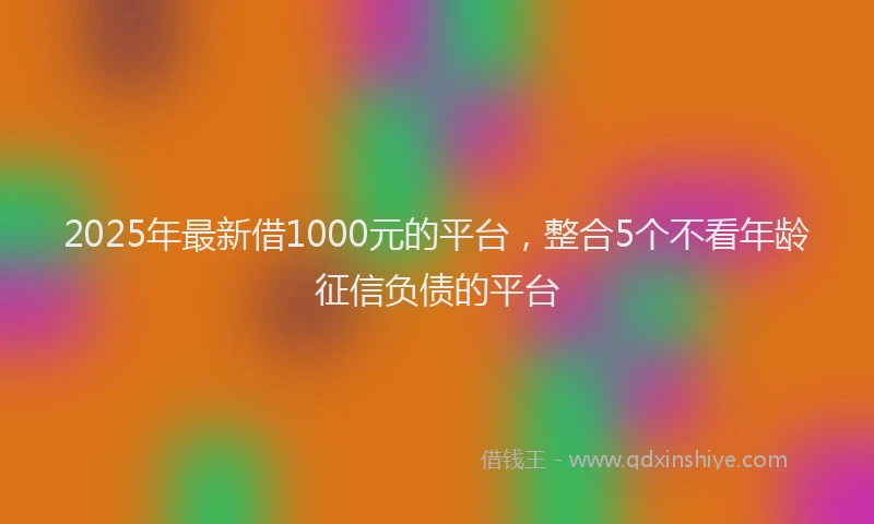 2025年最新借1000元的平台，整合5个不看年龄征信负债的平台