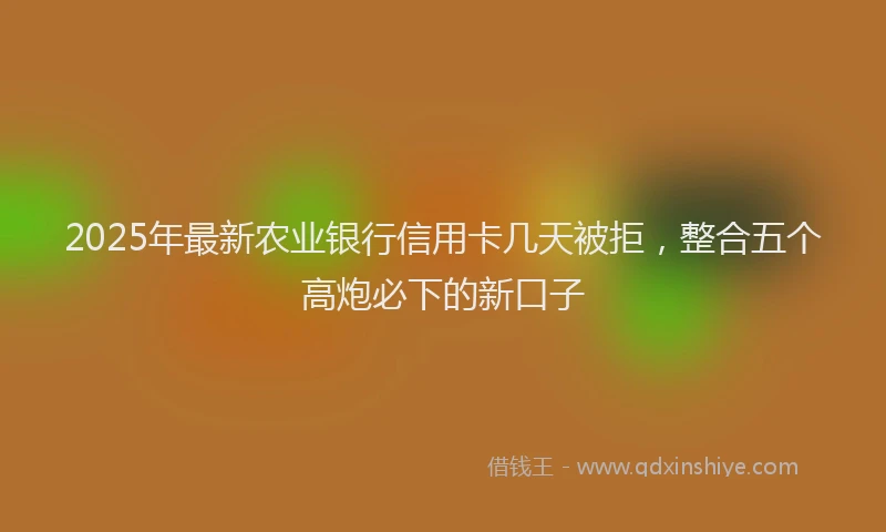 2025年最新农业银行信用卡几天被拒，整合五个高炮必下的新口子
