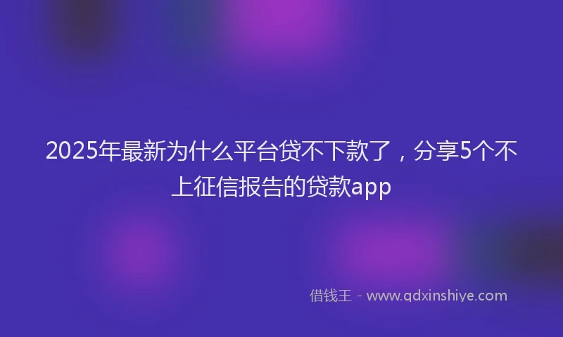 2025年最新为什么平台贷不下款了，分享5个不上征信报告的贷款app
