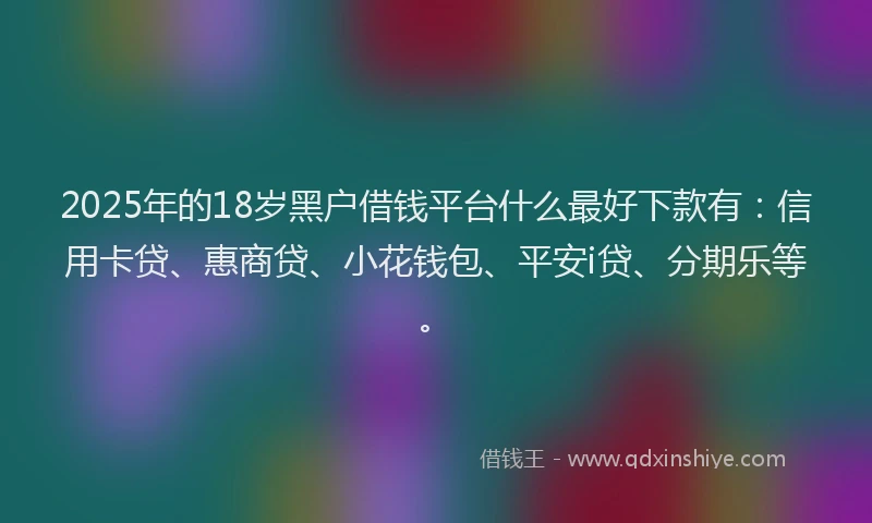 2025年的18岁黑户借钱平台什么最好下款有：信用卡贷、惠商贷、小花钱包、平安i贷、分期乐等。
