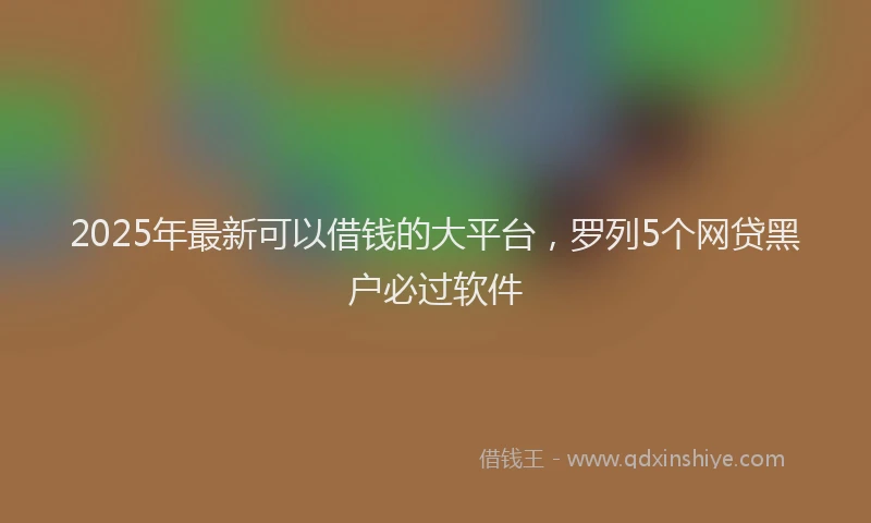 2025年最新可以借钱的大平台，罗列5个网贷黑户必过软件