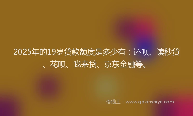 2025年的19岁贷款额度是多少有：还呗、读秒贷、花呗、我来贷、京东金融等。