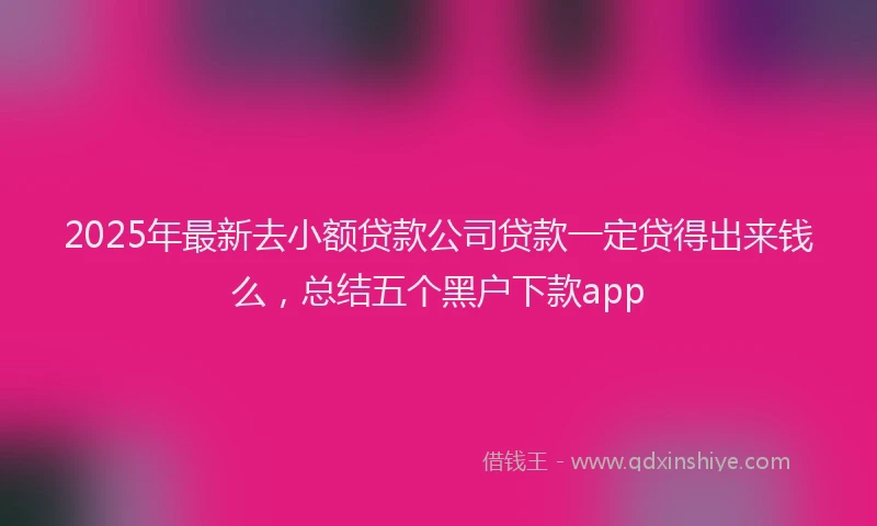 2025年最新去小额贷款公司贷款一定贷得出来钱么，总结五个黑户下款app