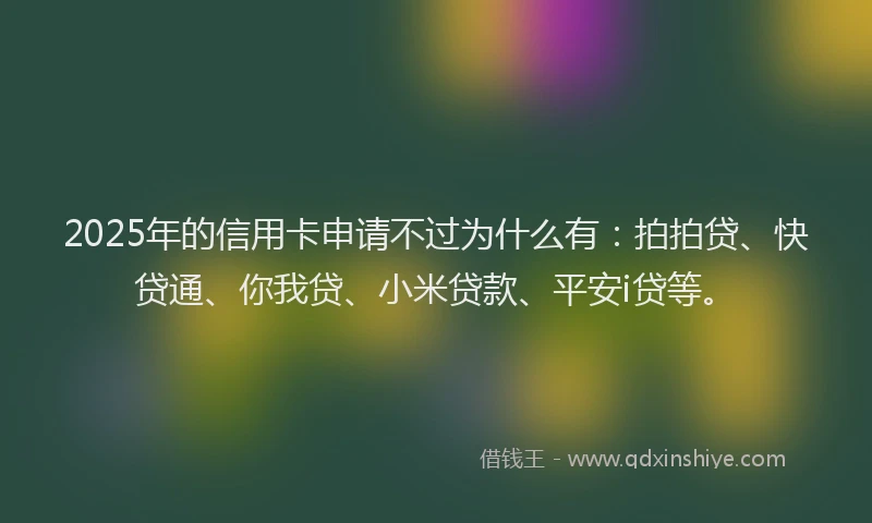 2025年的信用卡申请不过为什么有：拍拍贷、快贷通、你我贷、小米贷款、平安i贷等。