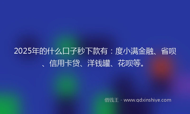 2025年的什么口子秒下款有：度小满金融、省呗、信用卡贷、洋钱罐、花呗等。