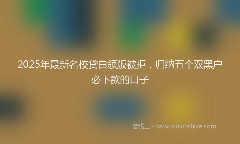 2025年最新名校贷白领版被拒，归纳五个双黑户必下款的口子